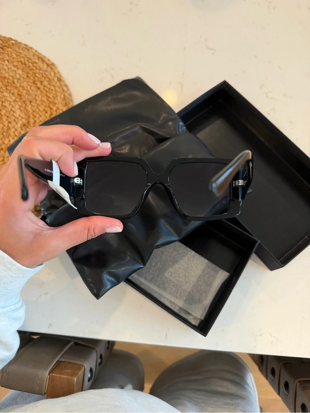 Carolina lemke Black Oversized Square Sunglasses
